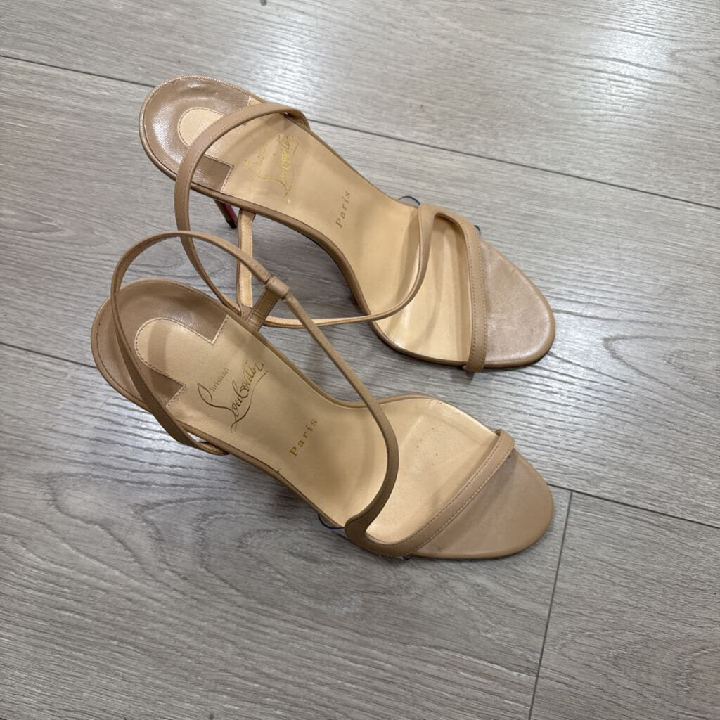 Christian Louboutin Beige Leather Heeled Rosalie Sandal