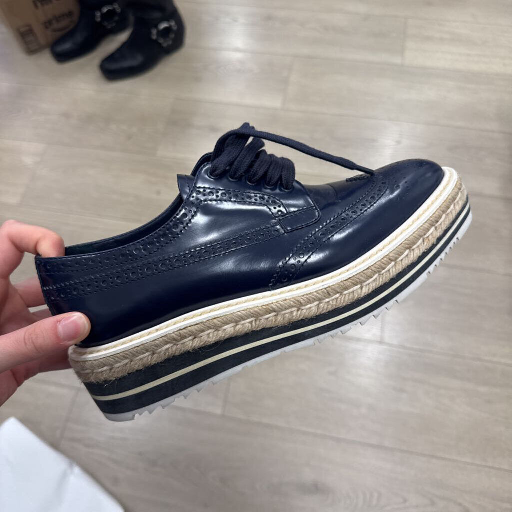 Navy Patent Leather Oxfords