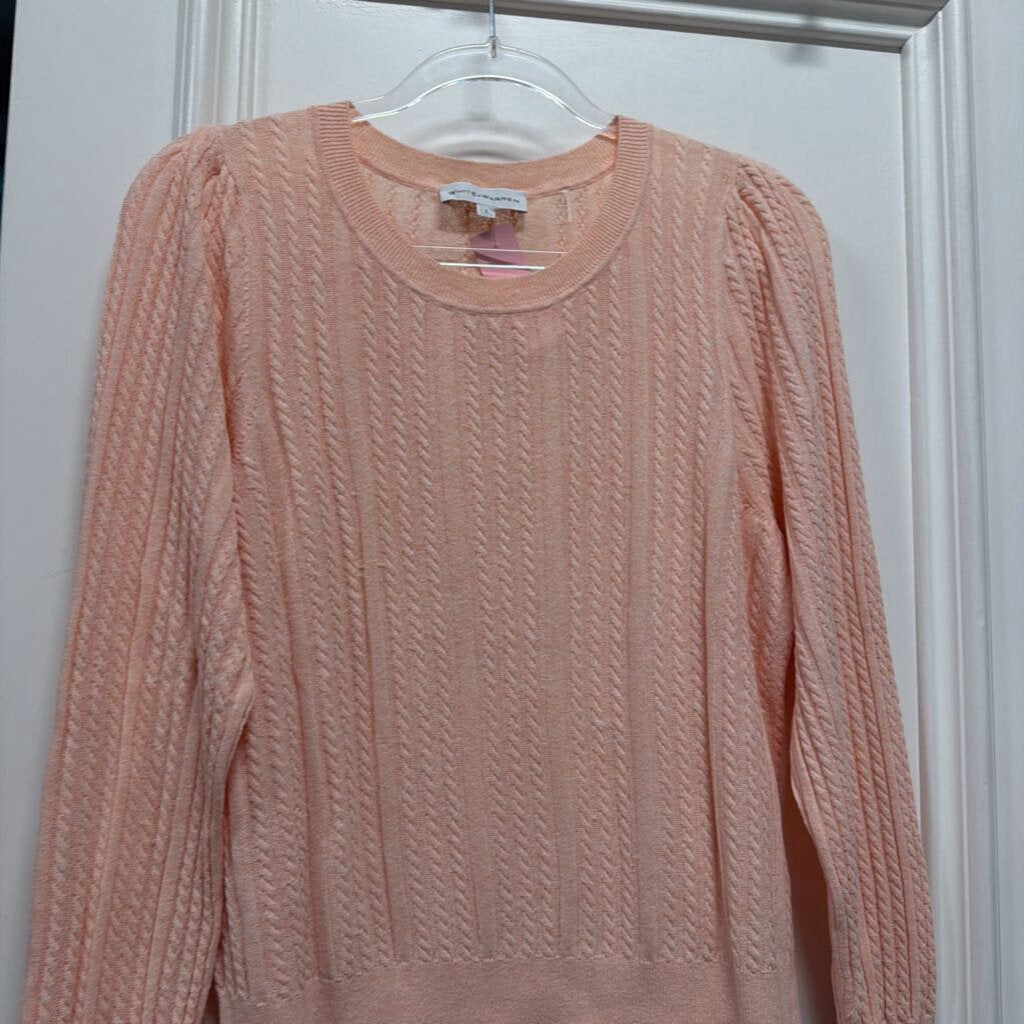 Pink Cotton/Linen Cable Knit Sweater