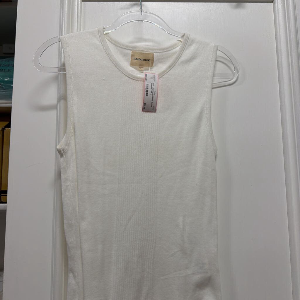White Cotton Ribbed Tank