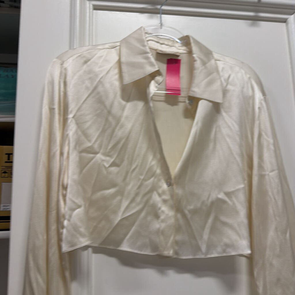 Cream Silk Cropped Shirt