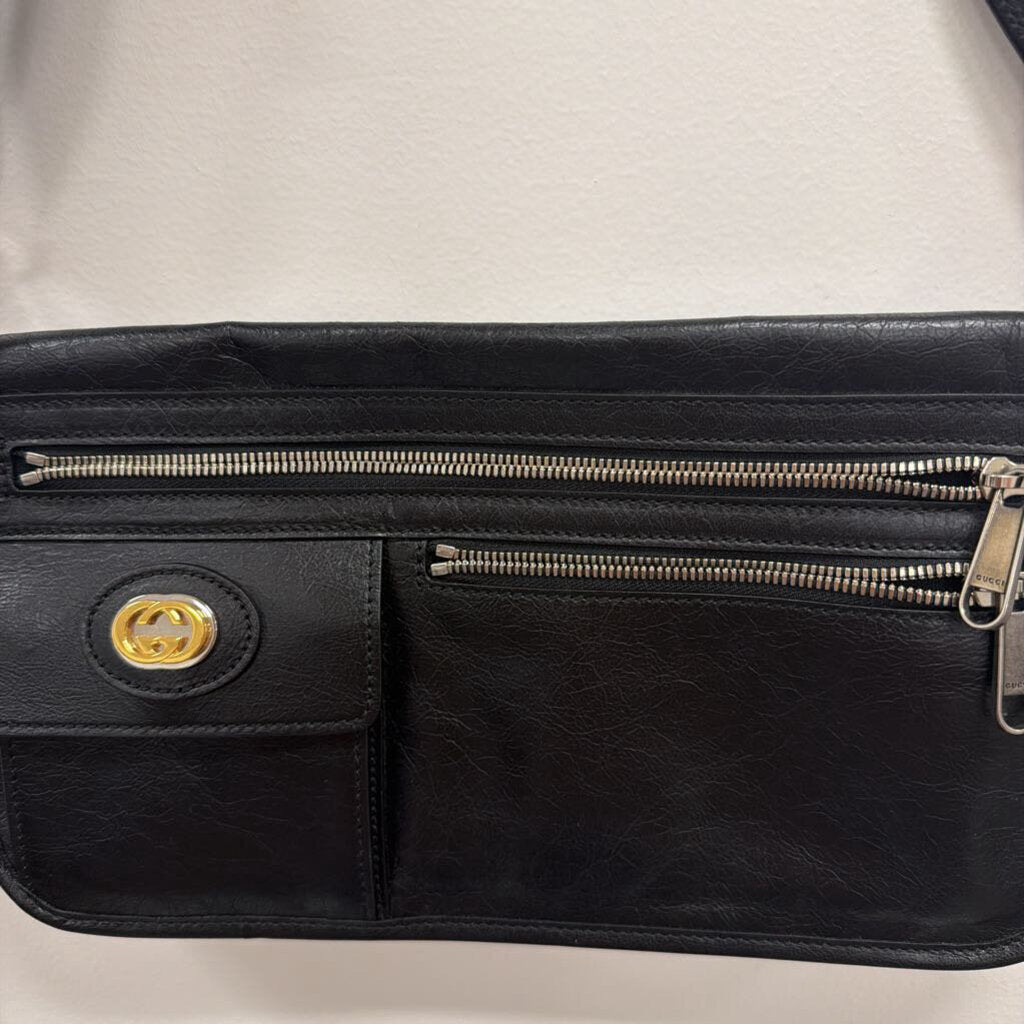 Black Leather Messenger Bag