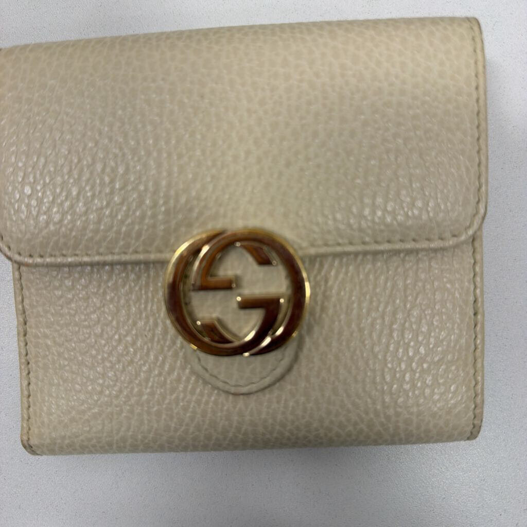 Cream Leather Compact Wallet