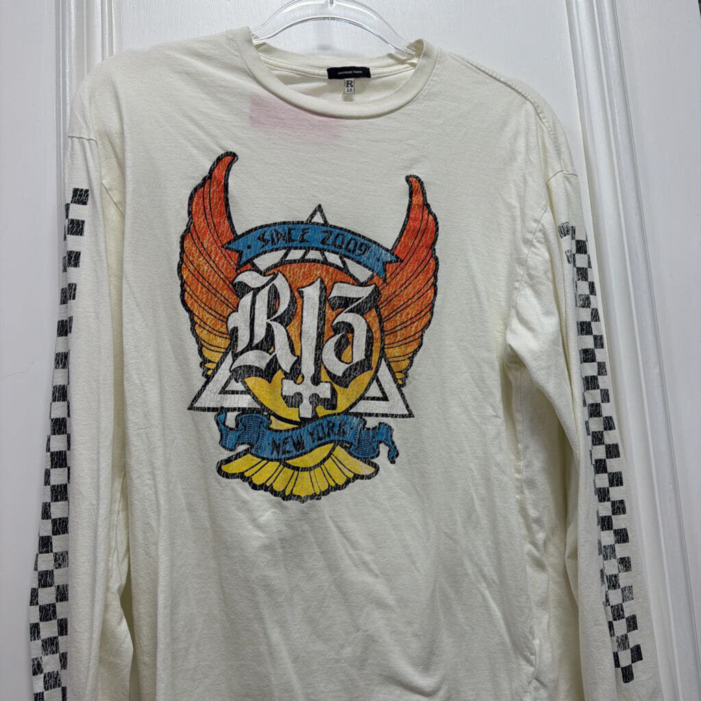 White Cotton LS Graphic Tee
