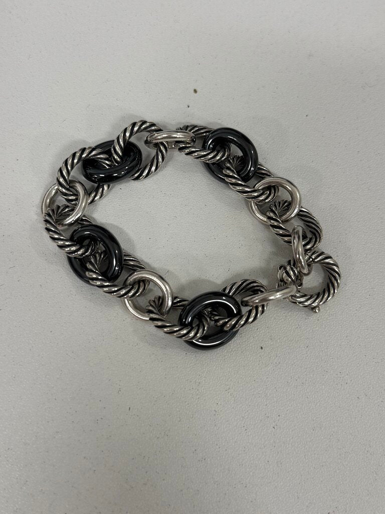 Sterling Silver Ceramic Oval Chain Link Bracelet (est retail 695)
