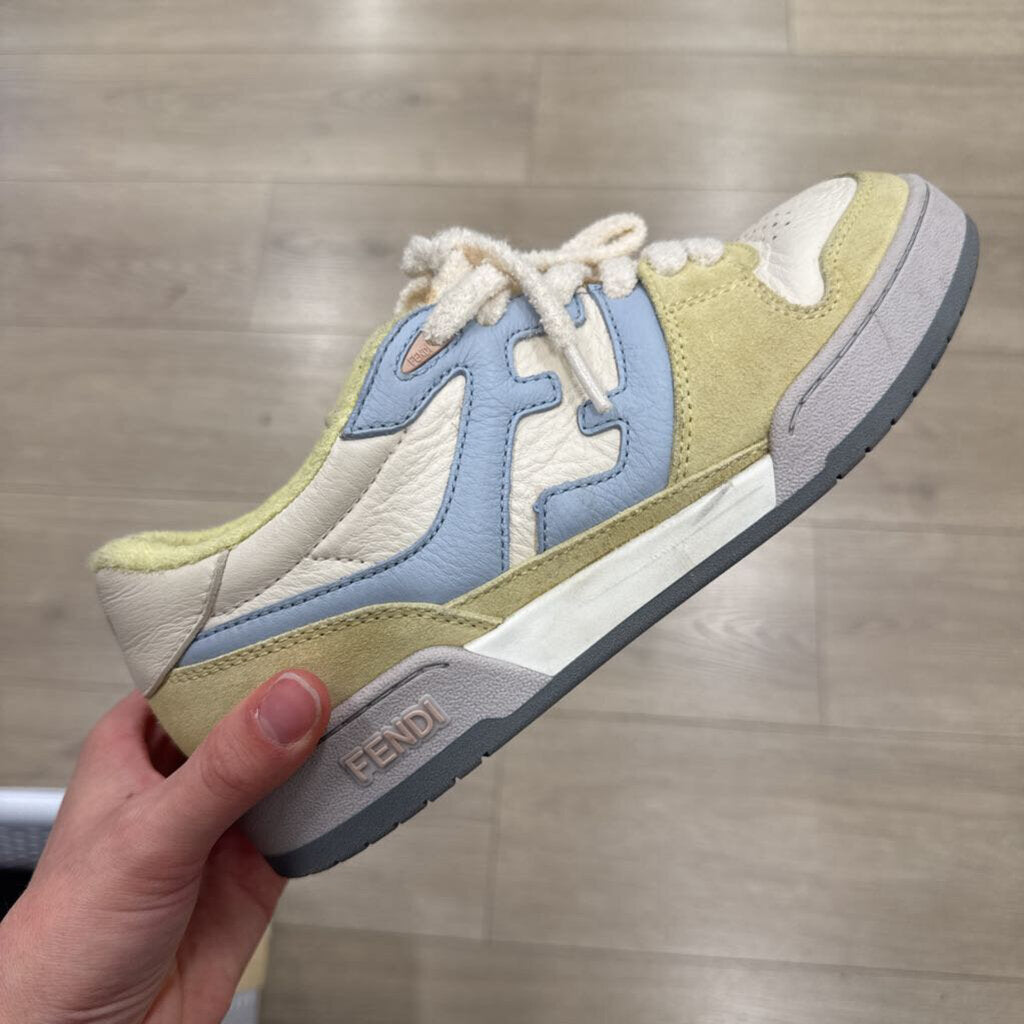 Blue/Green Leather Low Top Sneaker