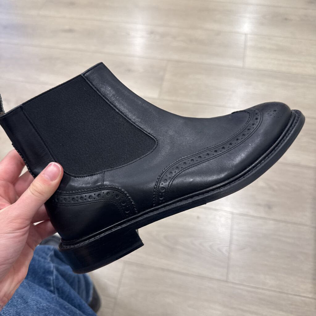 Clergerie Black Leather Wingtip Chelsea Boot