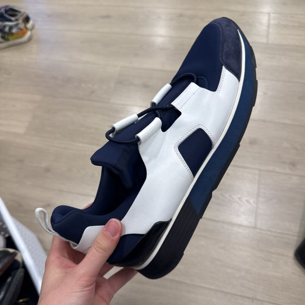 Hermes Navy Blue/White Player Sneakers