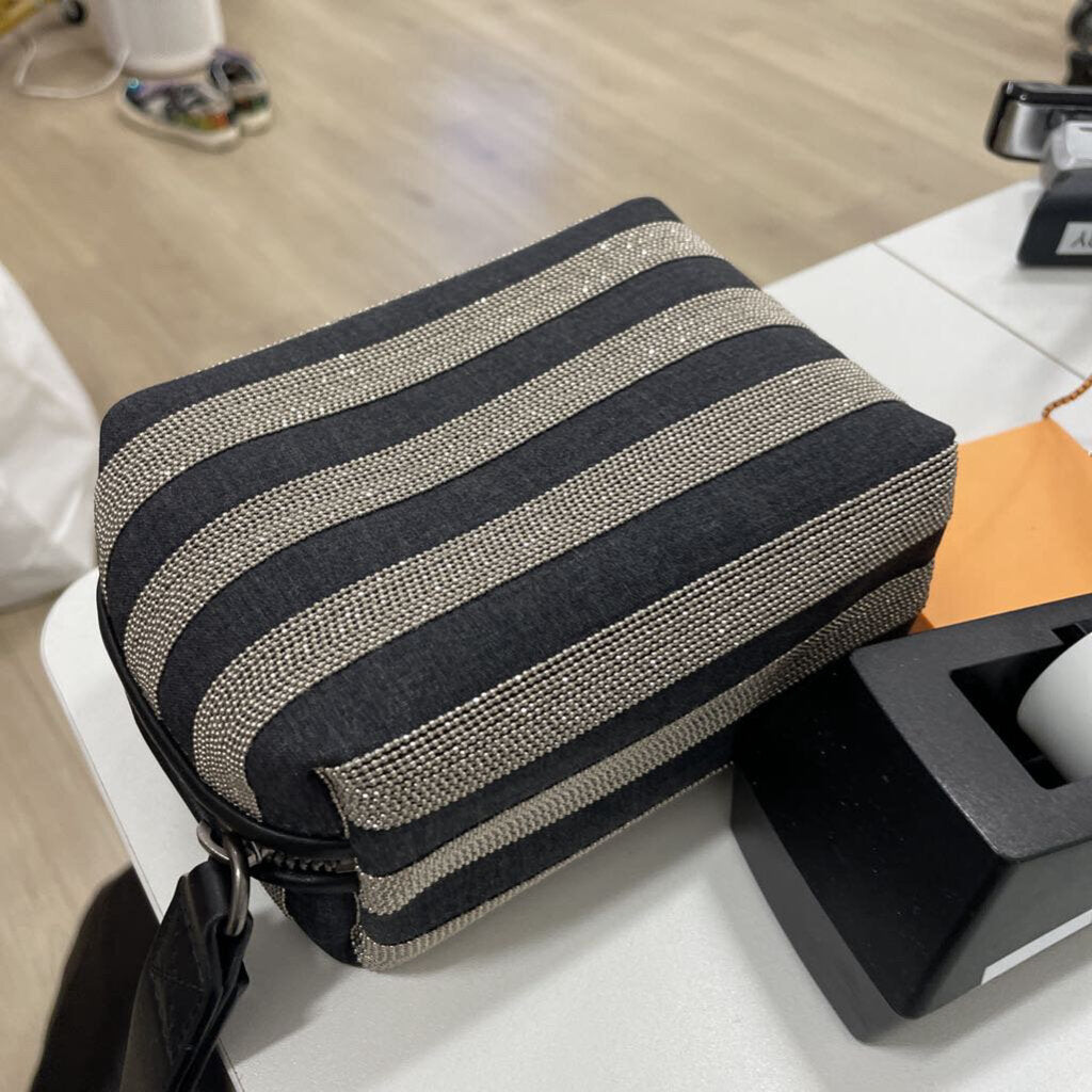 Navy Monili Striped Pouch