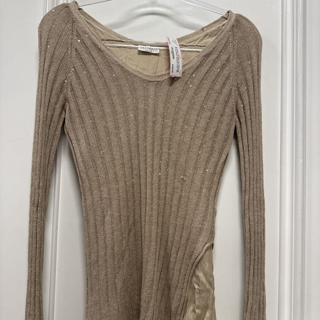 Tan Linen Silk Blend Sweater (snags)