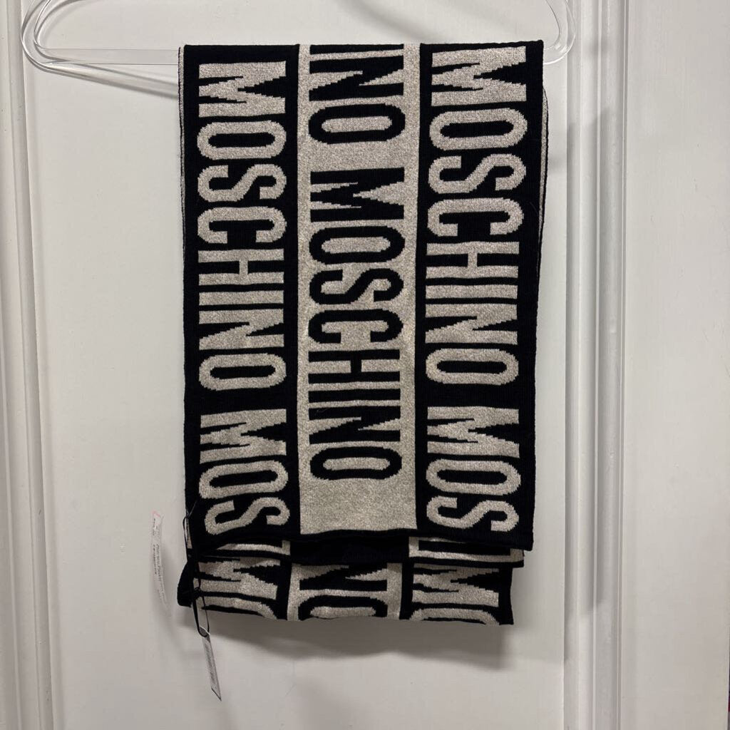 Black/Cream Wool Logo Scarf (NWT)