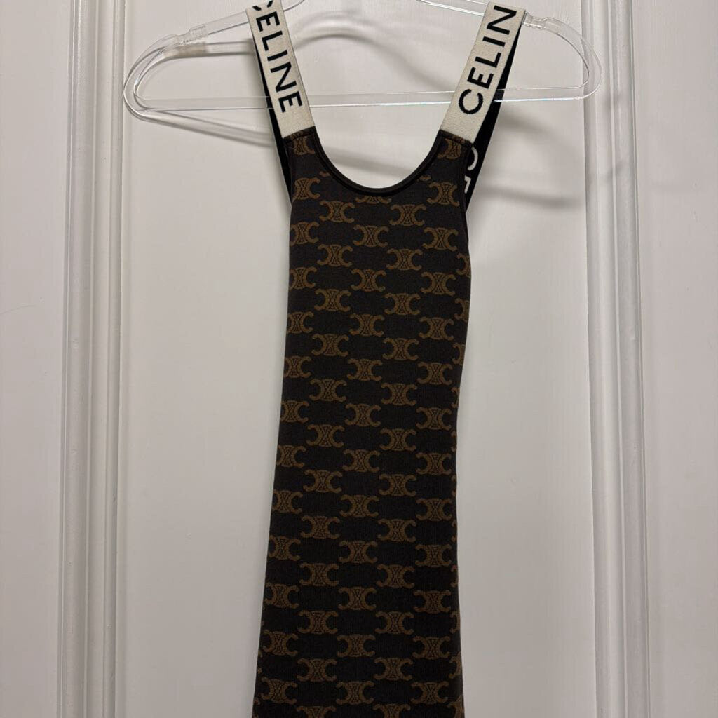 Brown Silk/Cotton Triomphe Mini Dress