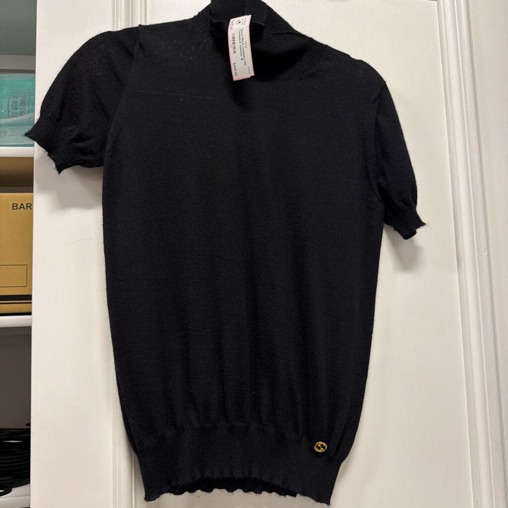 Black Cashmere SS Turtleneck Sweater