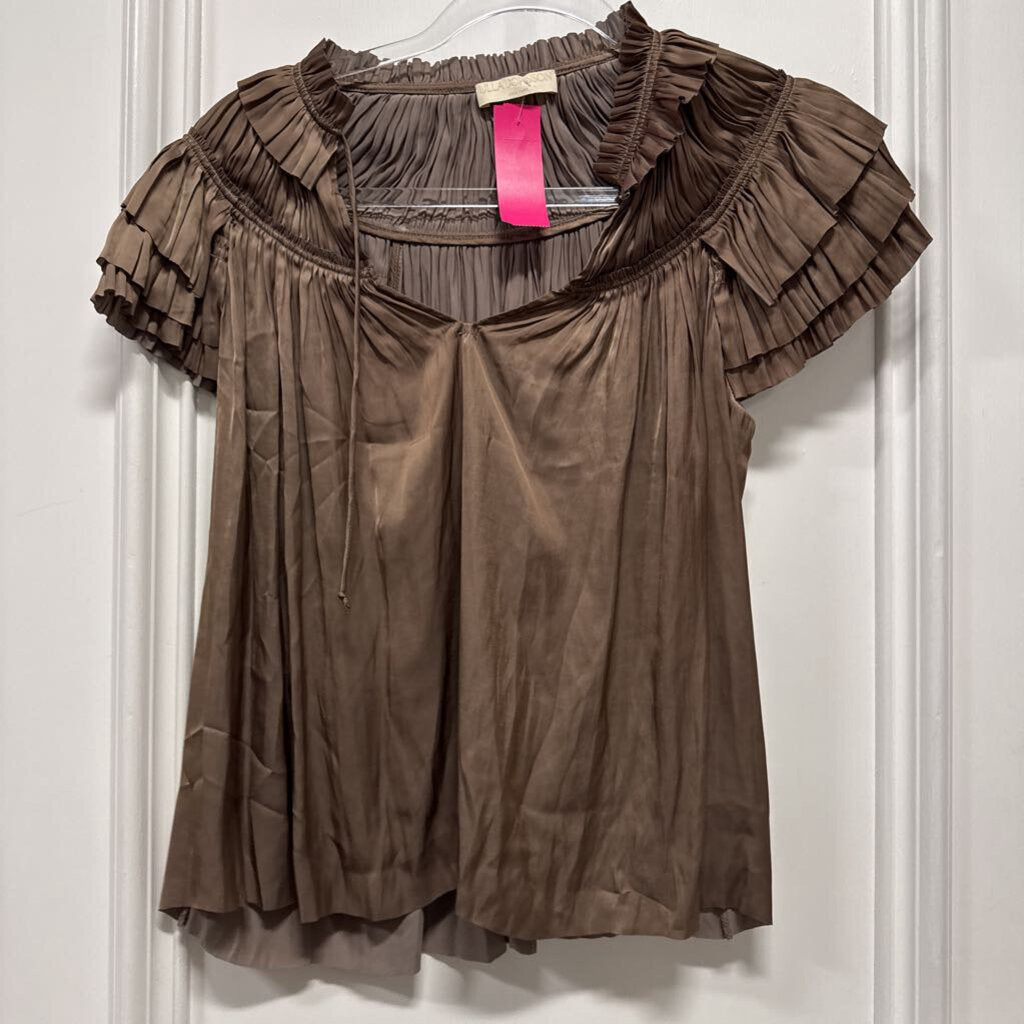 Brown Poly Sleeveless Blouse
