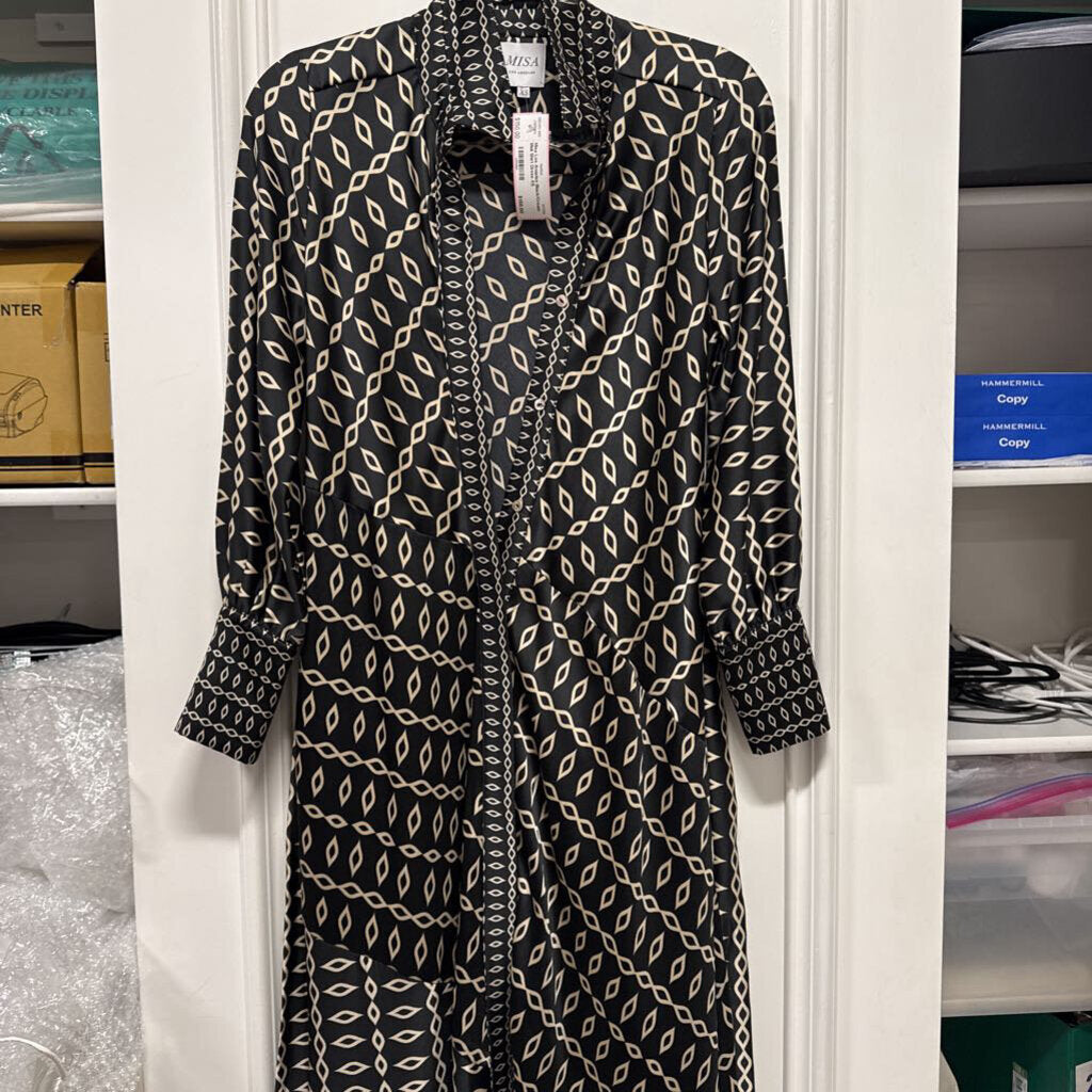 Black/Cream Midi Shirt Dress