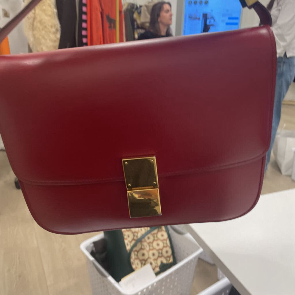 Red Leather Box Bag