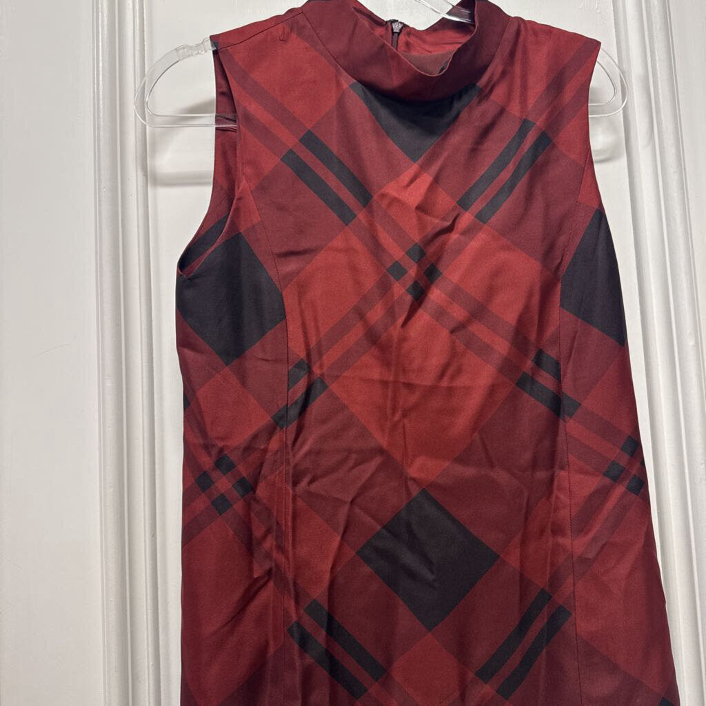 2013 Maroon/Black Check Silk Sleeveless Top (as is: snag)