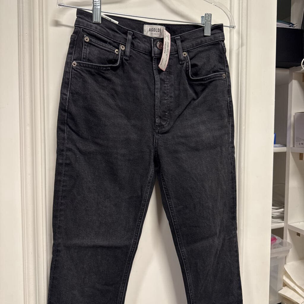 Black Cotton High Rise Straight Jeans