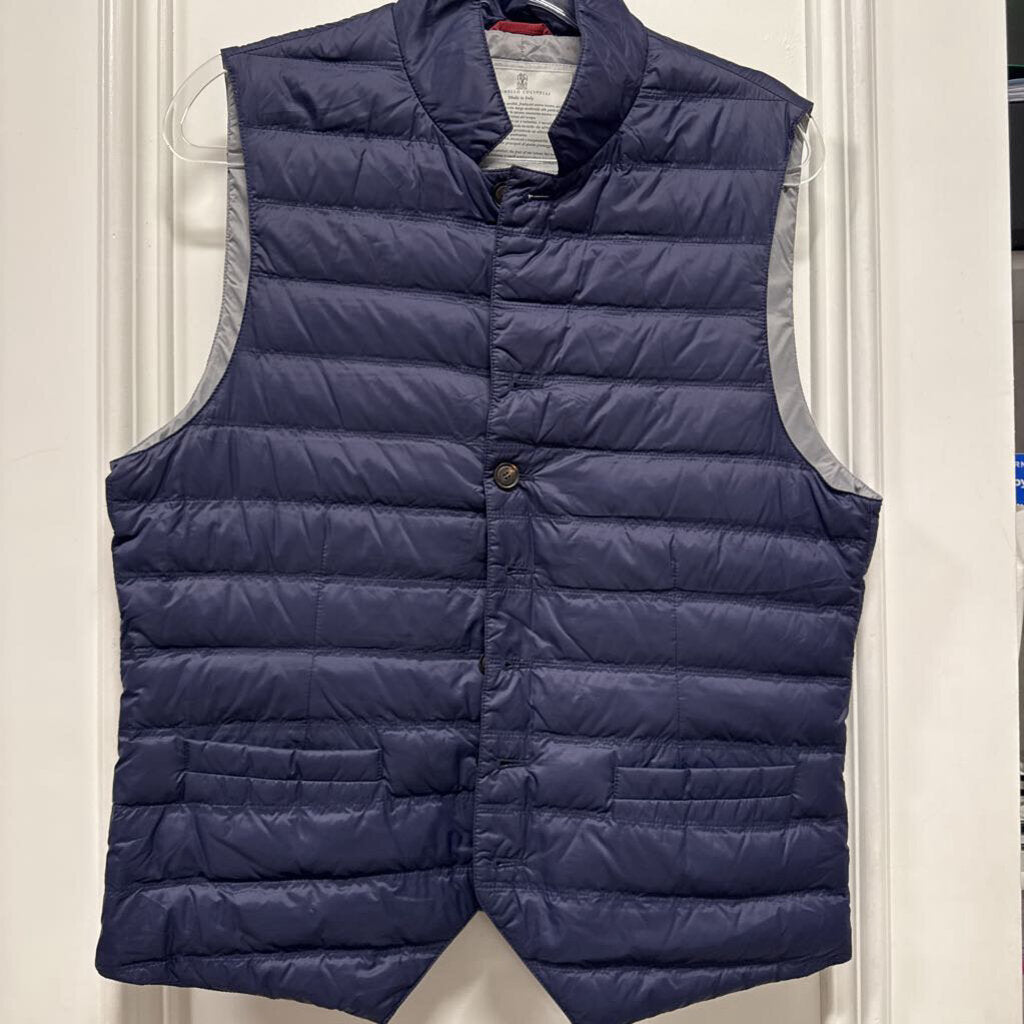 Navy Blue Nylon Down Puffer Vest