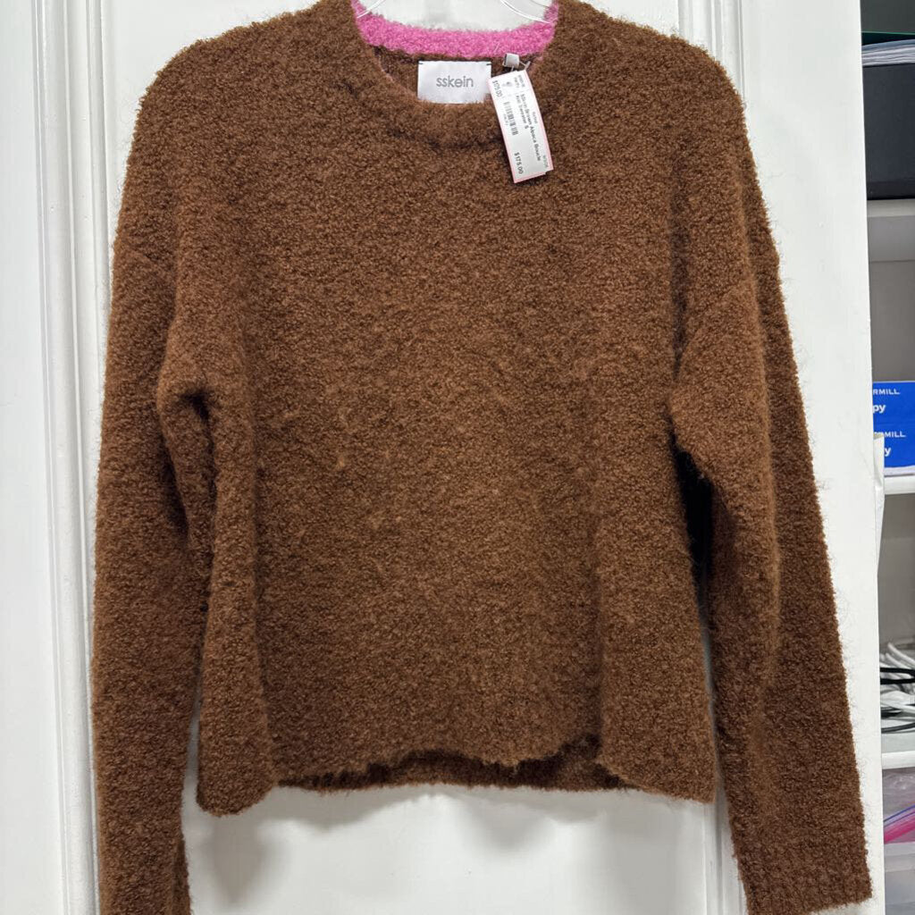 Brown Alpaca Boucle Knit Sweater