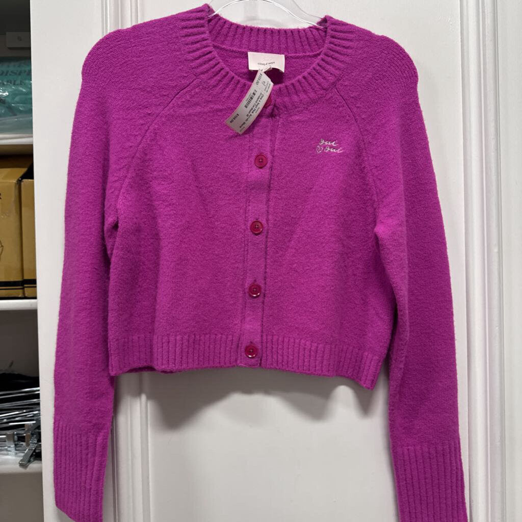 Pink Acrylic Blend Cropped Cardigan