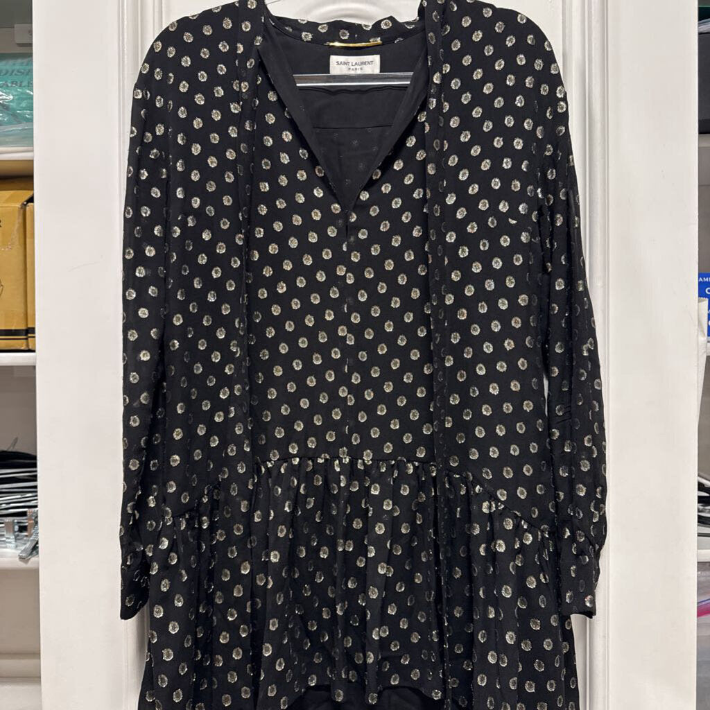 Black/Gold Polka Dot Silk Top