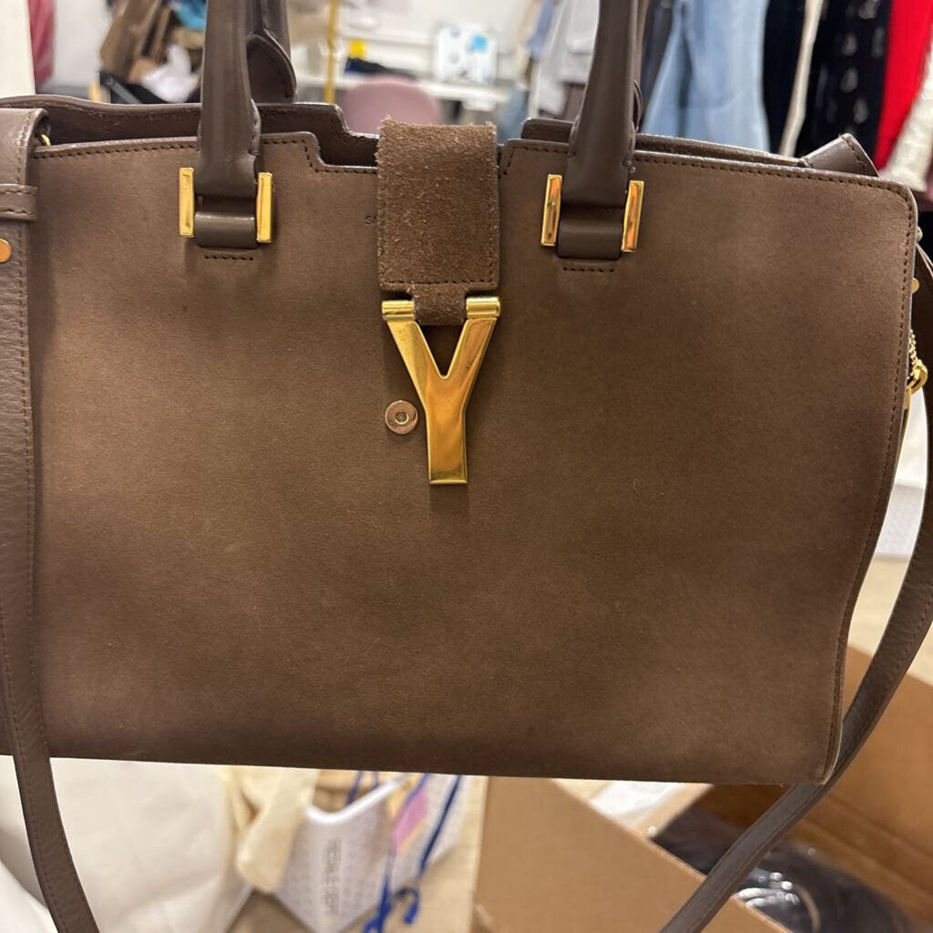 YSL Brown Suede Cabas w/ Strap