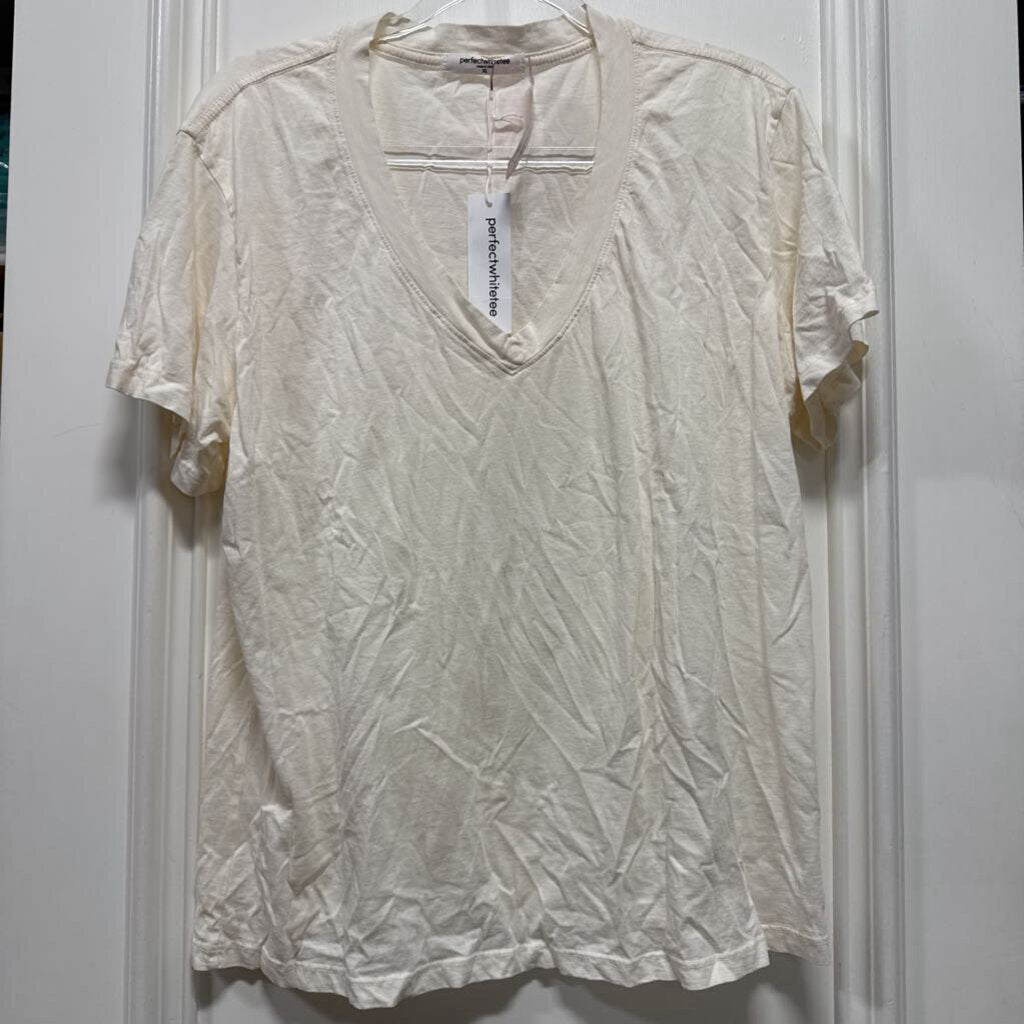 White Cotton V Neck Tee (NWT)