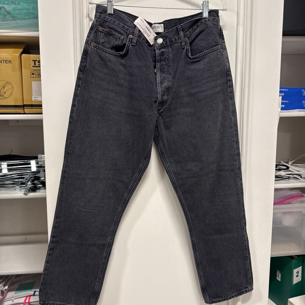 Black Cotton High Rise Straight Jean