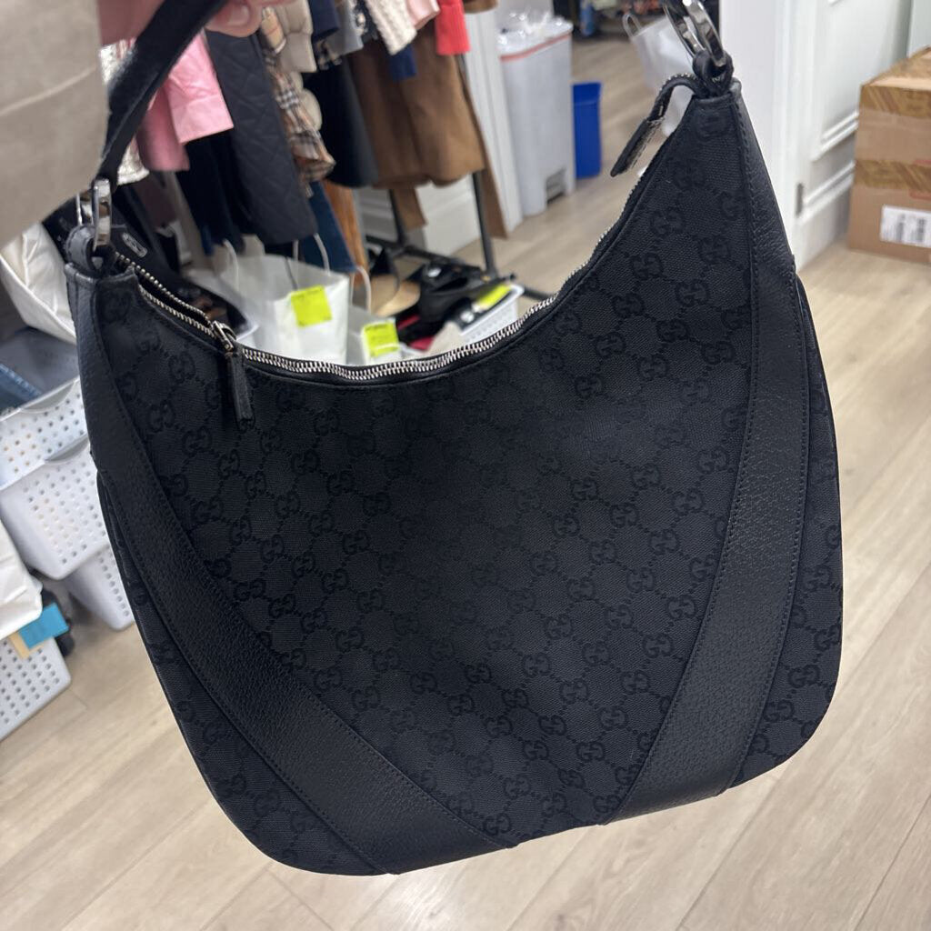 Black Canvas Hobo Bag