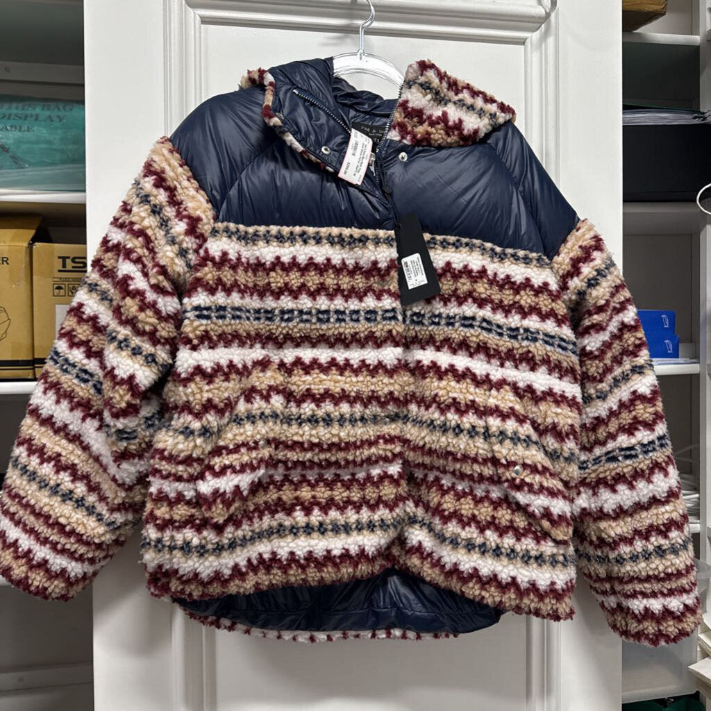 Blue/Multi Poly Down Sherpa Puffer (NWT)