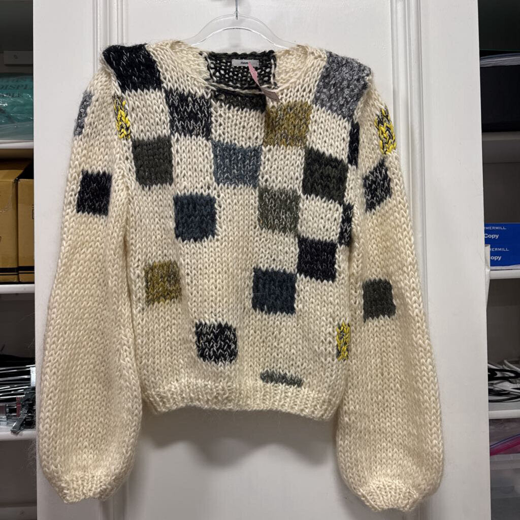 Cream/Multi Wool/Mohair Check Sweater