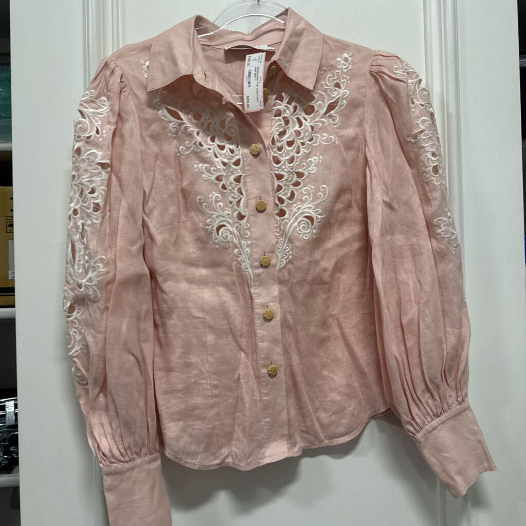 Pink Linen Lace Inset Shirt