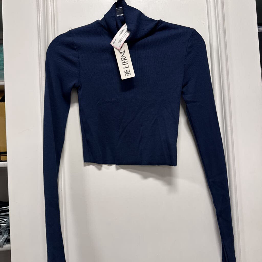 Navy Cotton/Modal Cropped LS Tee (NWT)