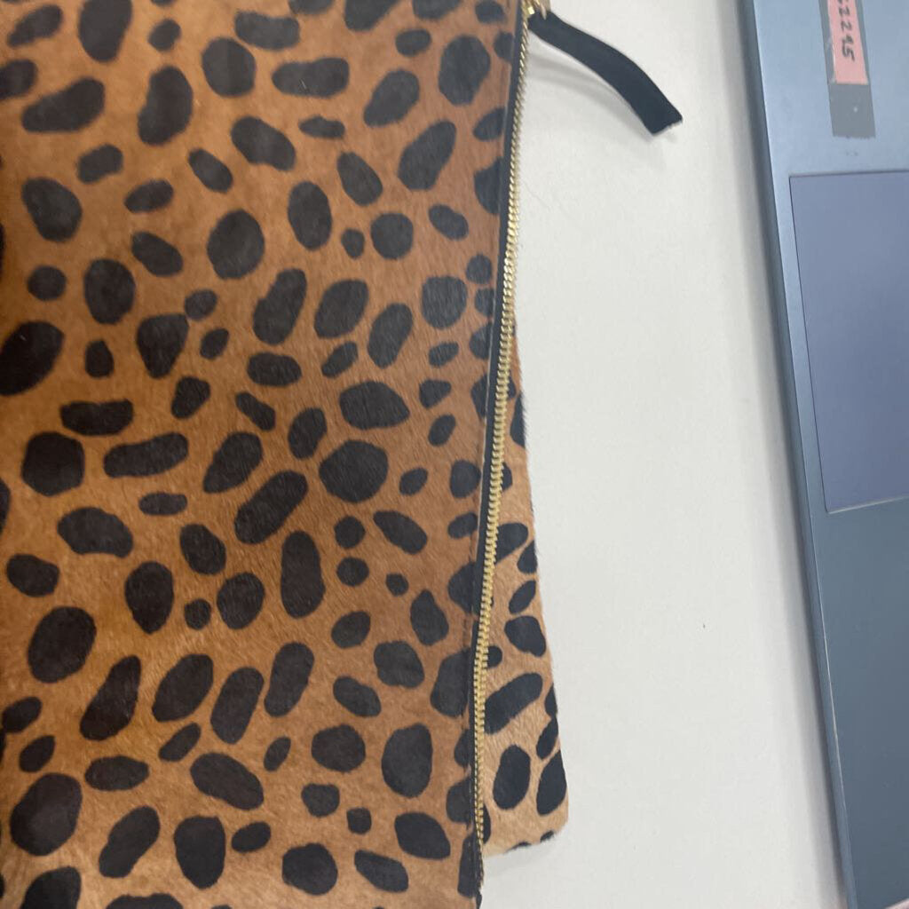 Leopard Calf Hair Foldover Clutch