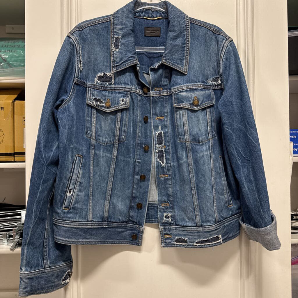 2017 Blue Denim Distressed Jacket