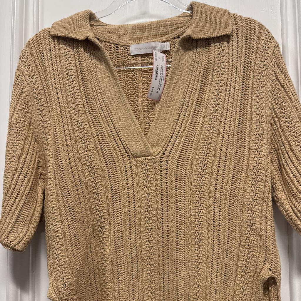 Brown Cotton SS Sweater Polo