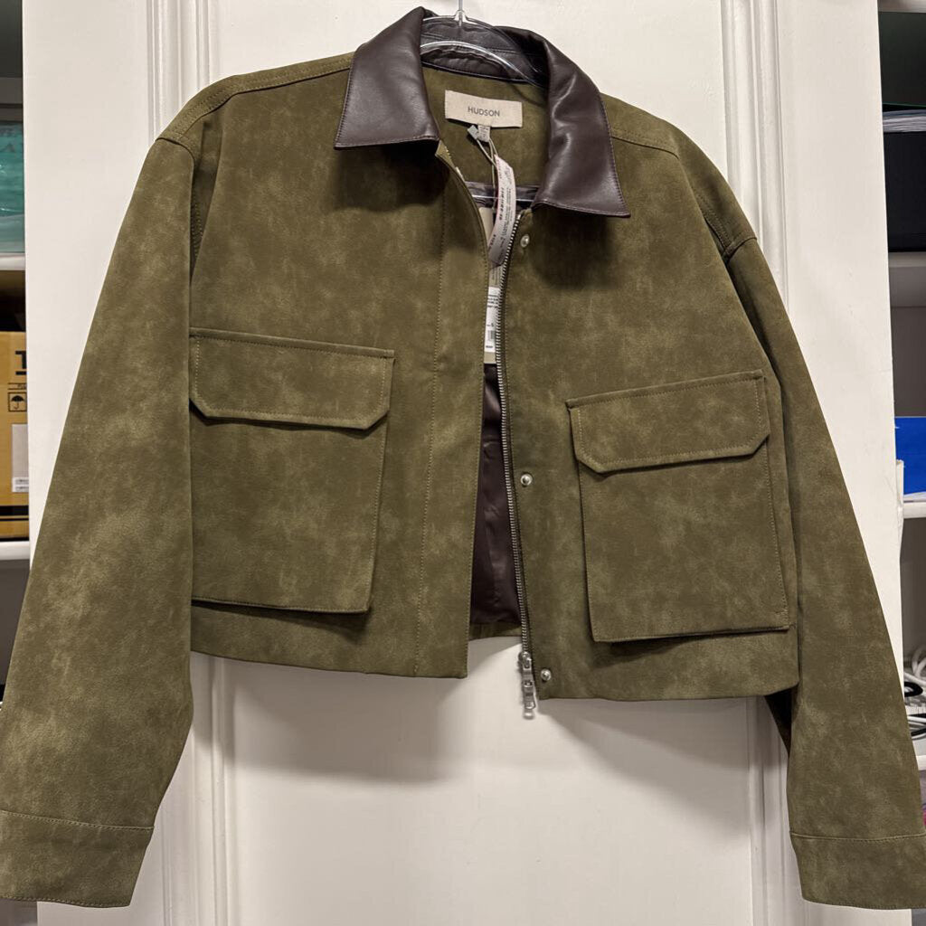 Green/Brown Faux Leather Jacket (NWT)