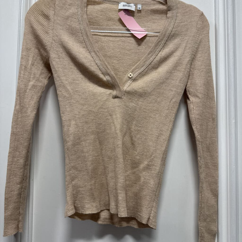 Beige Ribbed Sweater