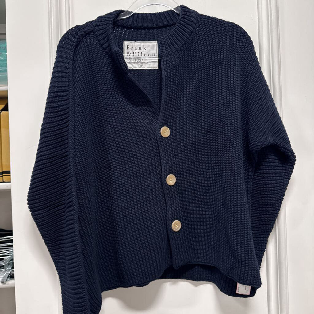 Navy Cotton Knit Cardigan