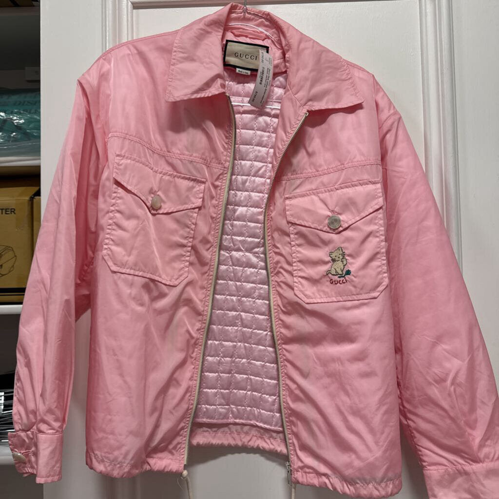 Pink Kitten Embroidered Nylon Jacket