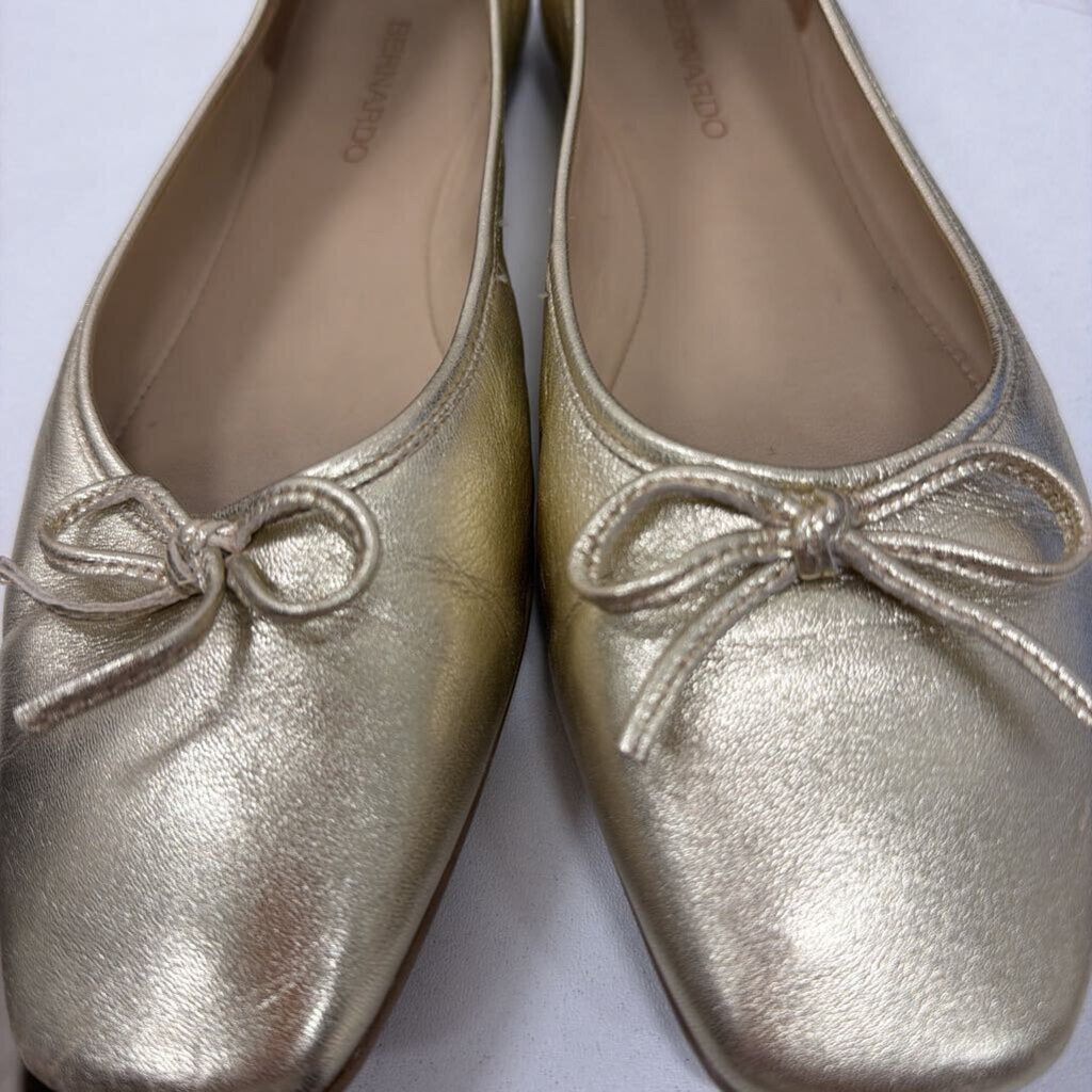 Gold Leather Flat, 9.5
