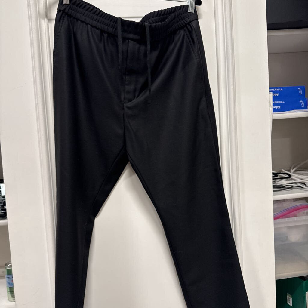 2018 Black Wool Elastic Waist Pant