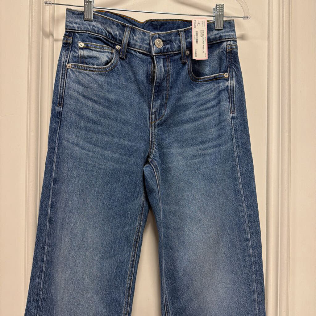 Blue Cotton Wide Leg Jeans