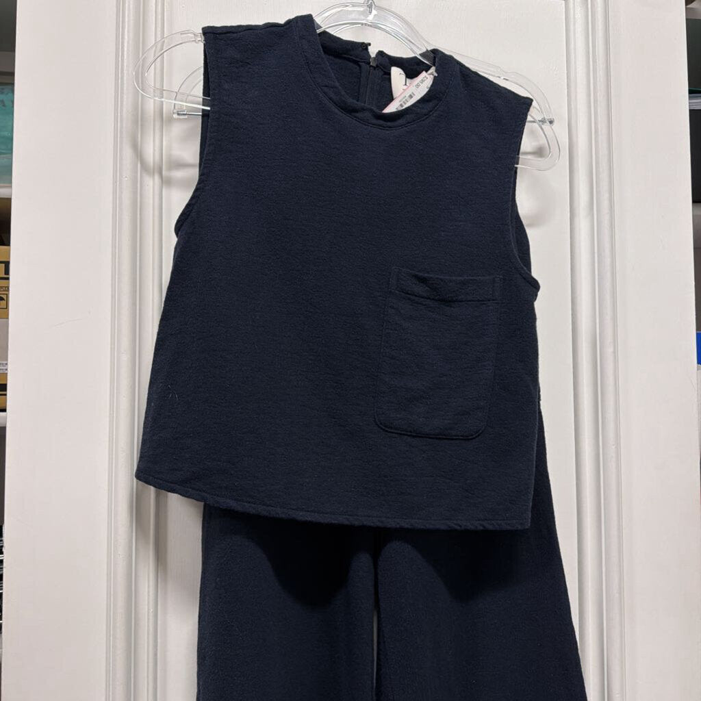 Navy Blue Cotton Tank/Pant SET