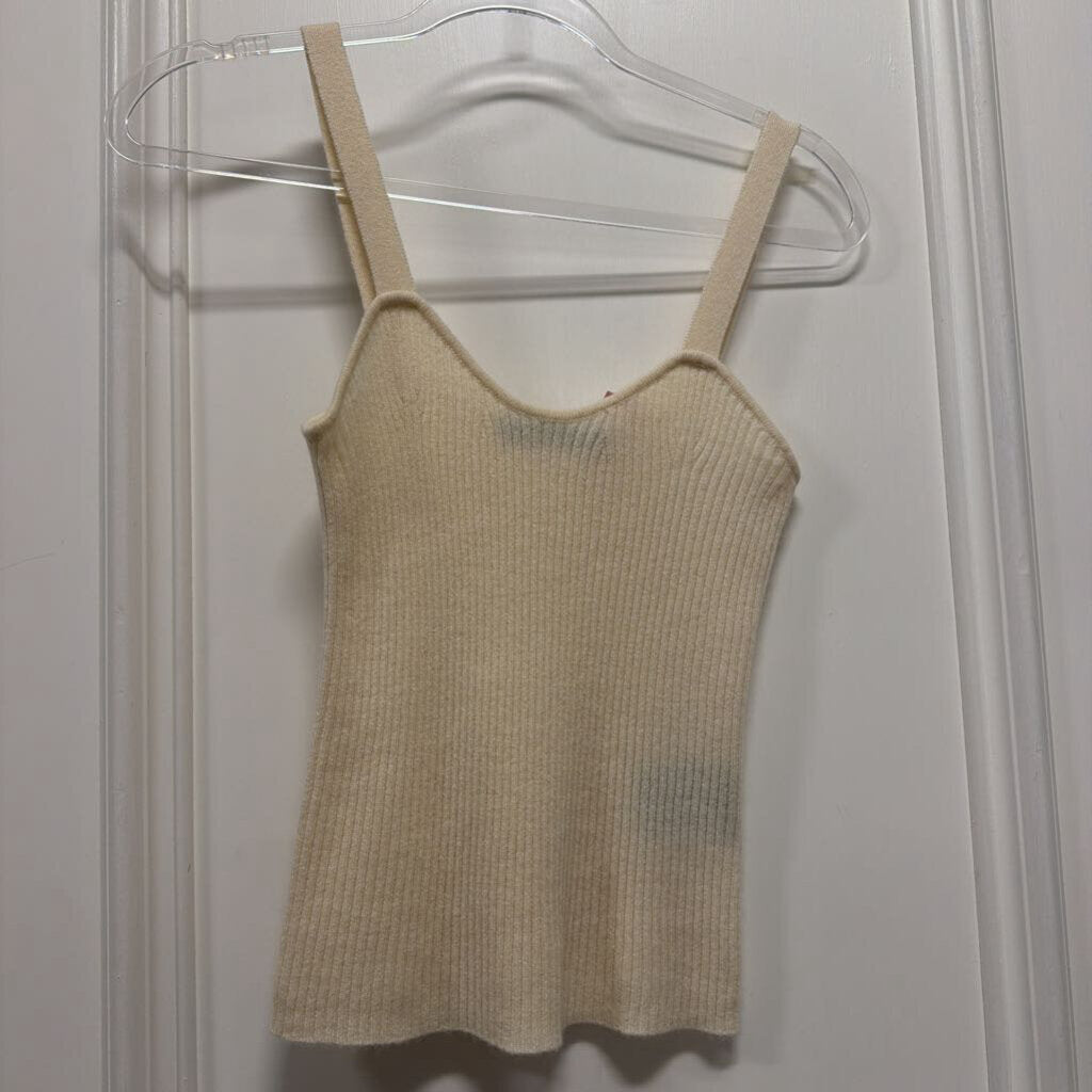 Cream Cashmere Rib Knit Tank