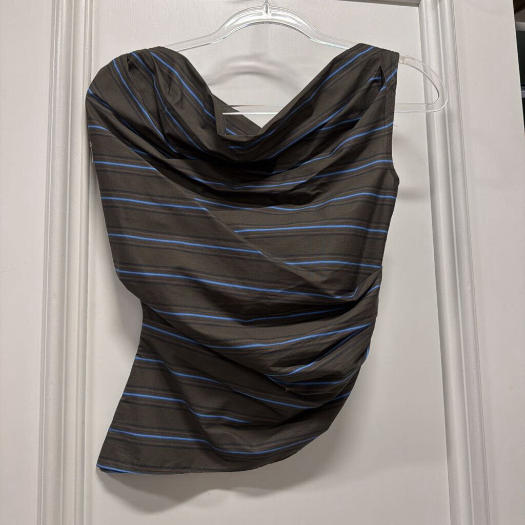 Green/Blue Cotton Asymm. Top
