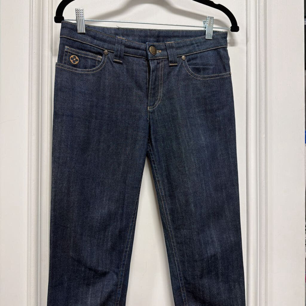 Dark Denim Straight Leg Jeans, 38