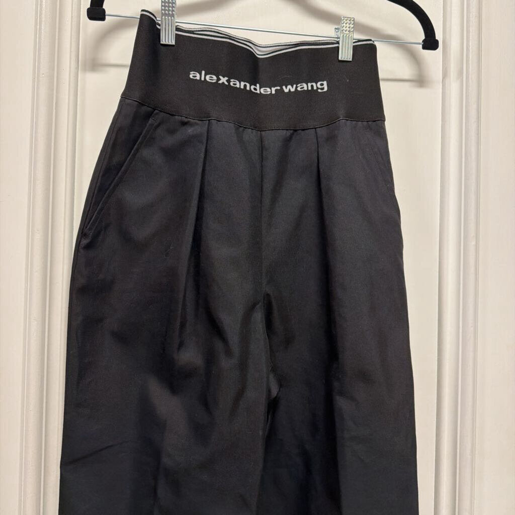 Black Cotton Blend Logo Waist Pant, 2