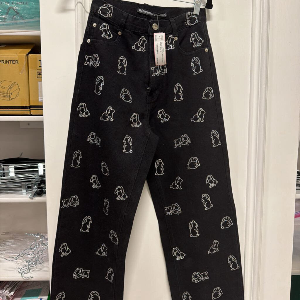 Black Crystal Bunny Jean, S